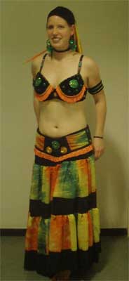 Me in my multi-color bare belly outfit